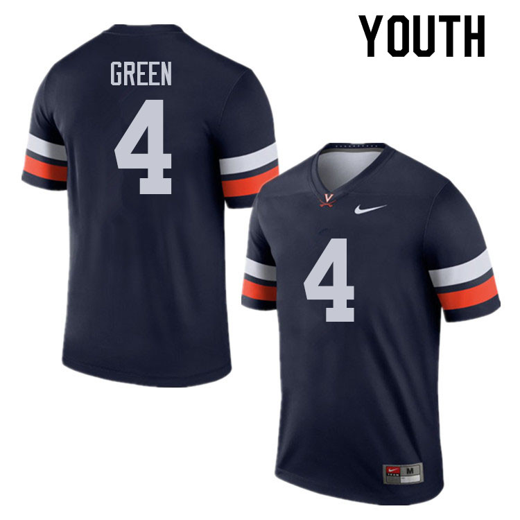 Youth #4 Mike Green Virginia Cavaliers College Football Jerseys Sale-Navy